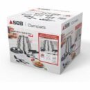 Seb Compact Inox Batterie de cuisine 20 pièces, Induction,, Casseroles , Sauteuse , Couvercles verre + conservation, Spatules, Poignées L953SK04
