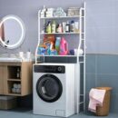 رف الحمام، وحدة تخزين فوق الغسالة - أبيض Étagère De Salle De Bain, Meuble De Rangement Au-Dessus Des Machine À Laver - Blanc