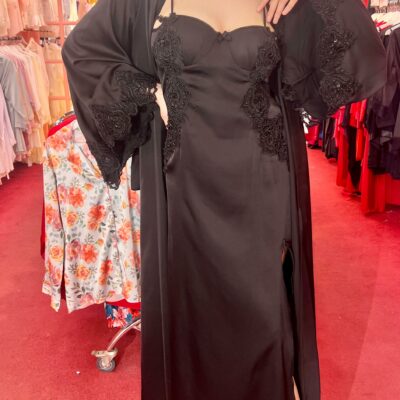 ensemble deux pièces satin de soie.. nuisette ponge dentelle طقم قطعتين ساتان حريري ..نويزات بوني دانتيل