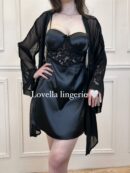 طقم فولار دانتيل ناعم ..نويزات بوني ساتان ensemble foulard dentelle.. nuisette ponge satiné