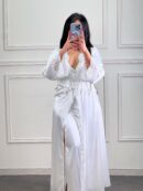 طقم عرايسي ساتان دانتيل طويل