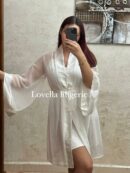 Ensemble foulard court de mariée Nuisette satin de soie